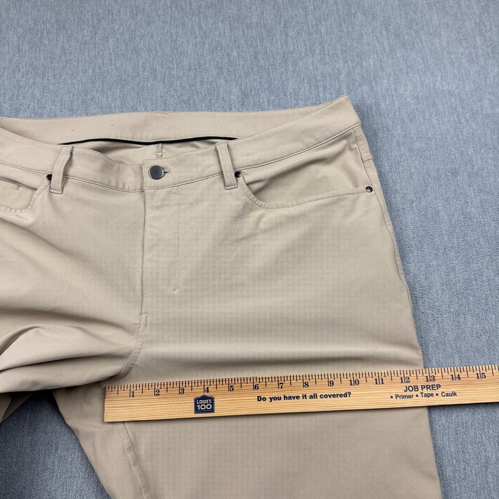 Lululemon Pants Men 38 Beige ABC Slim Fit 30"‎ Warpstreme Flat Front M5972S - Picture 7 of 13